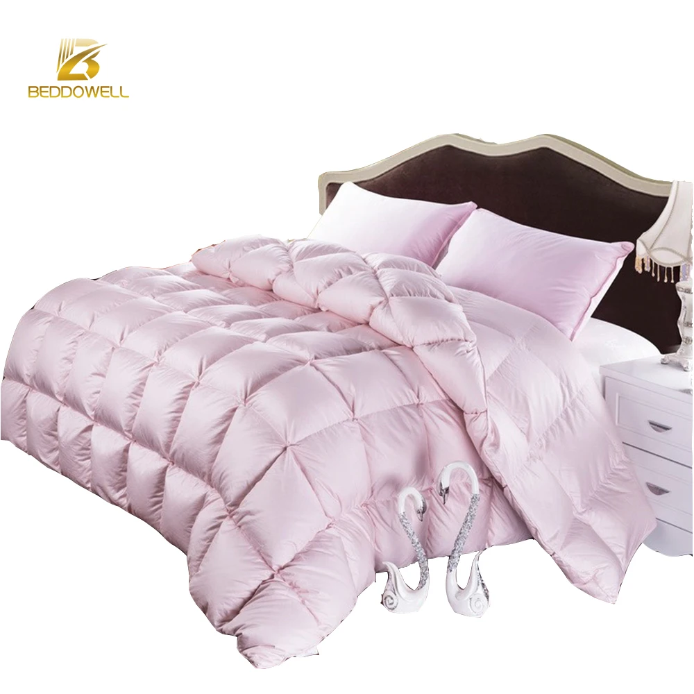 

Goose Down Winter Comforters France Style Duck Goose Quilt Blanket Solid Pink White Color Double Bed King Size Warm Comforters