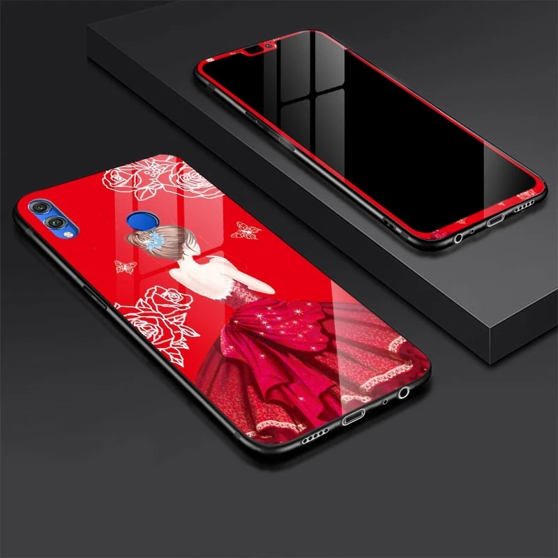 Tempered Glass Case For Huawei Honor 8X Cover Cartoon Shockproof  Glossy Cover for Huawei Honor 8X Tempered Glass Protector (3)
