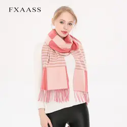 FXAASS Новый осень/зима шарф шаль мода полосатый для женщин большой шарф Роскошные плед кисточкой кашемировый шарфы для двусторонняя