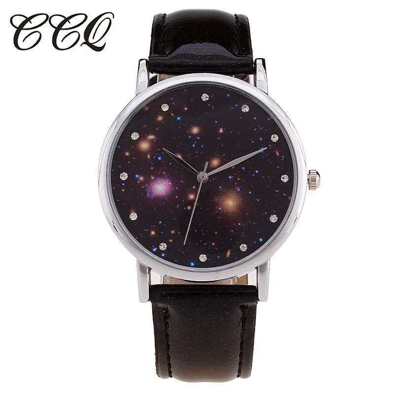 

CCQ Brand 2017 New Fashion Starry Sky Watch Casual Leather Bracelet Women Quartz Watches Wristwatches Relogio Feminino Clock C26