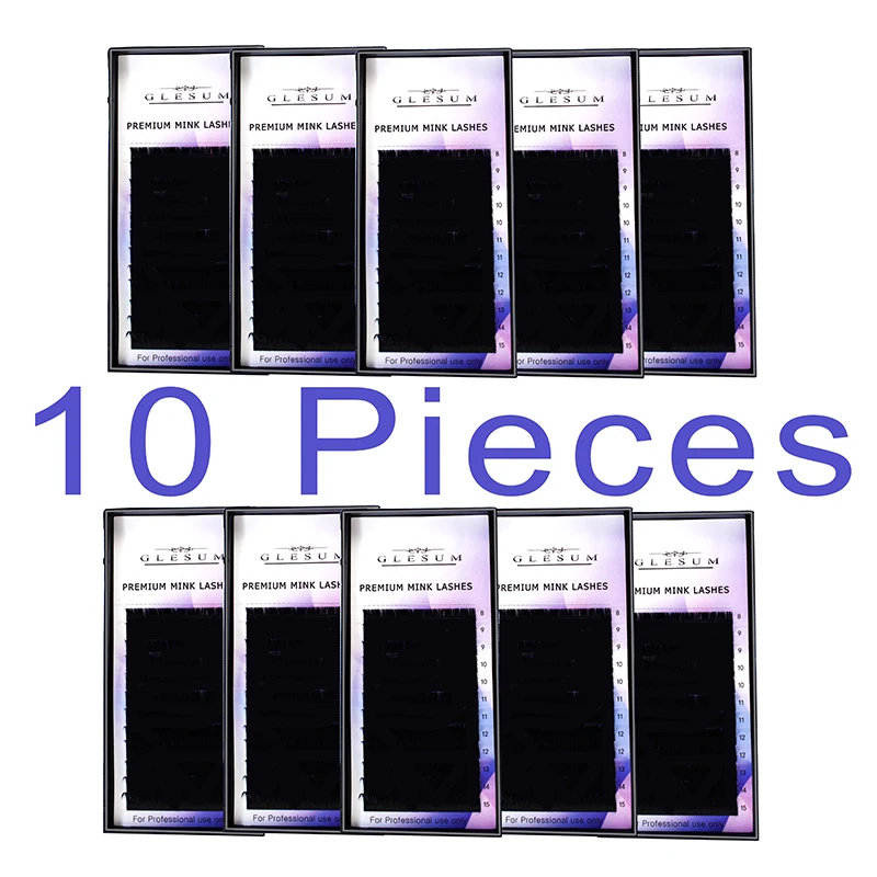 

GLESUM 10cases set, high-quality mink eyelash extension,fake eyelash extension,individual eyelashes,nature eyelashes
