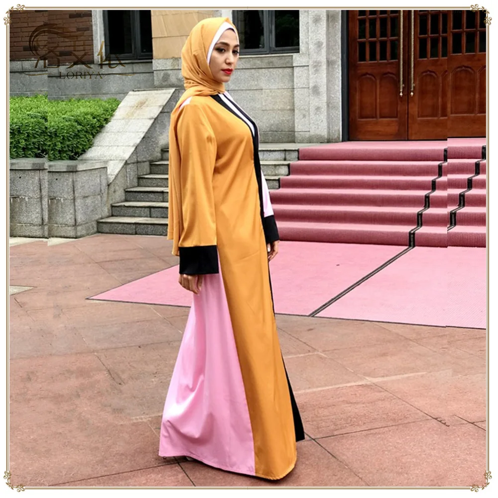 

UAE Abaya Dubai Kaftan Arab Islam Women Splice Muslim Kimono Cardigan Hijab Dress Turkish Elbise Mubarak Islamic Clothing