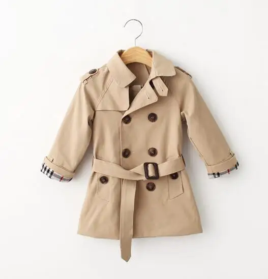 2015 UK wind double breasted casual children out coat Jacket high quality cotton girls boys classical