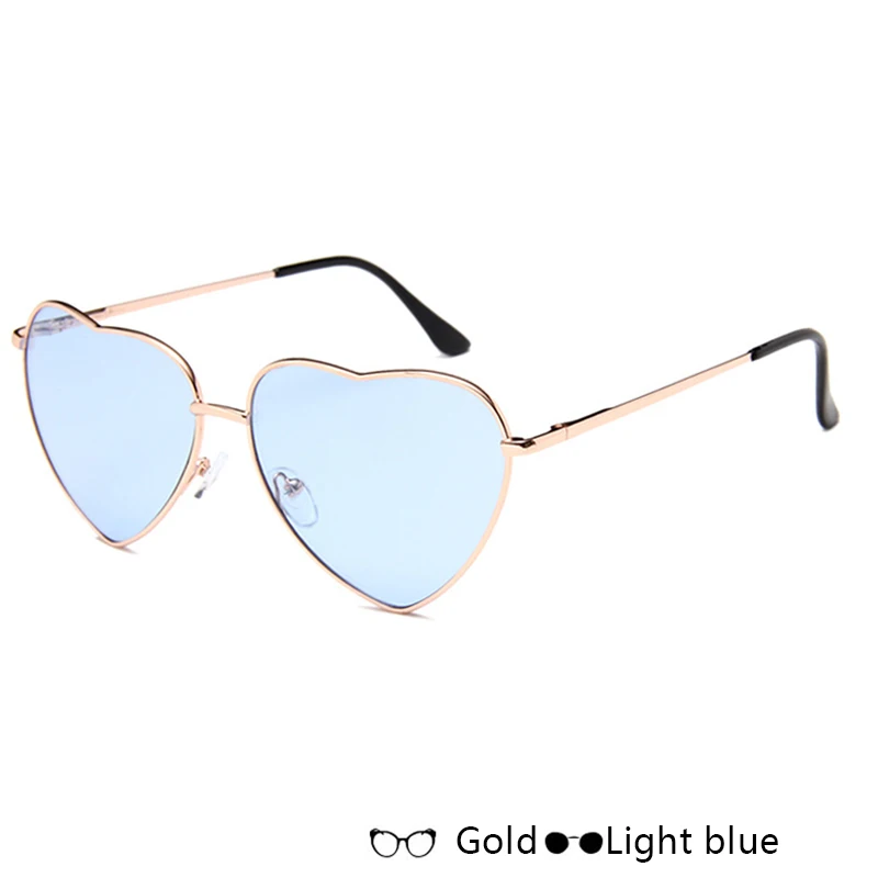Новинка, модные женские солнцезащитные очки в форме сердца, брендовые дизайнерские металлические светоотражающие солнцезащитные очки для женщин, зеркальные - Цвет линз: 13