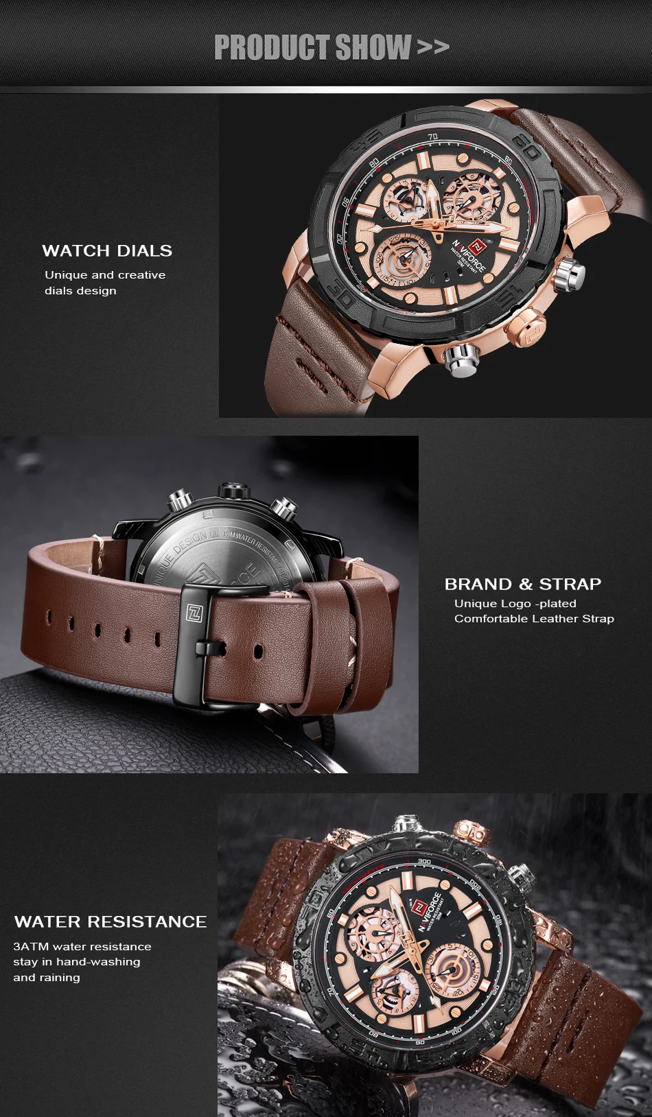 NAVIFORCE мужские часы лучший бренд класса люкс настоящие кварцевые часы с кожаным ремешком Мужские военные спортивные аналоговые с указанием даты часы Relogio Masculino