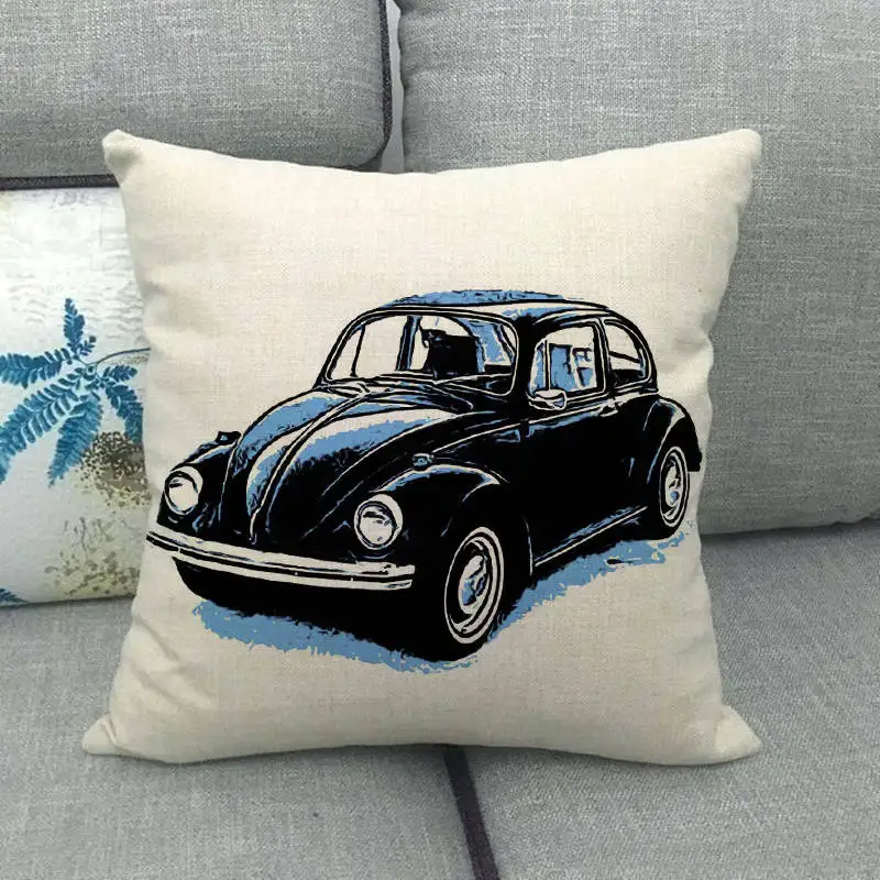 45cm*45cm watercolor retro bus and car linen/cotton throw pillow covers couch cushion cover home decor pillow