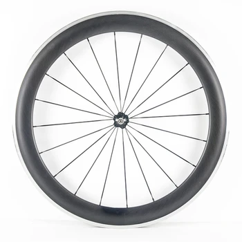 

1Pair of 700C carbon wheelset 60mm alloy carbon wheels for road bike wheel clincher cycling wheelset aluminuium braking surface