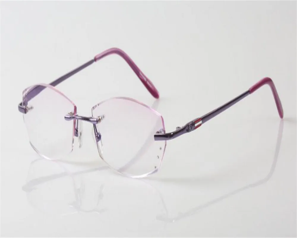 Gradient Purple Prescription Lens Women Elegant Fashion Rimless