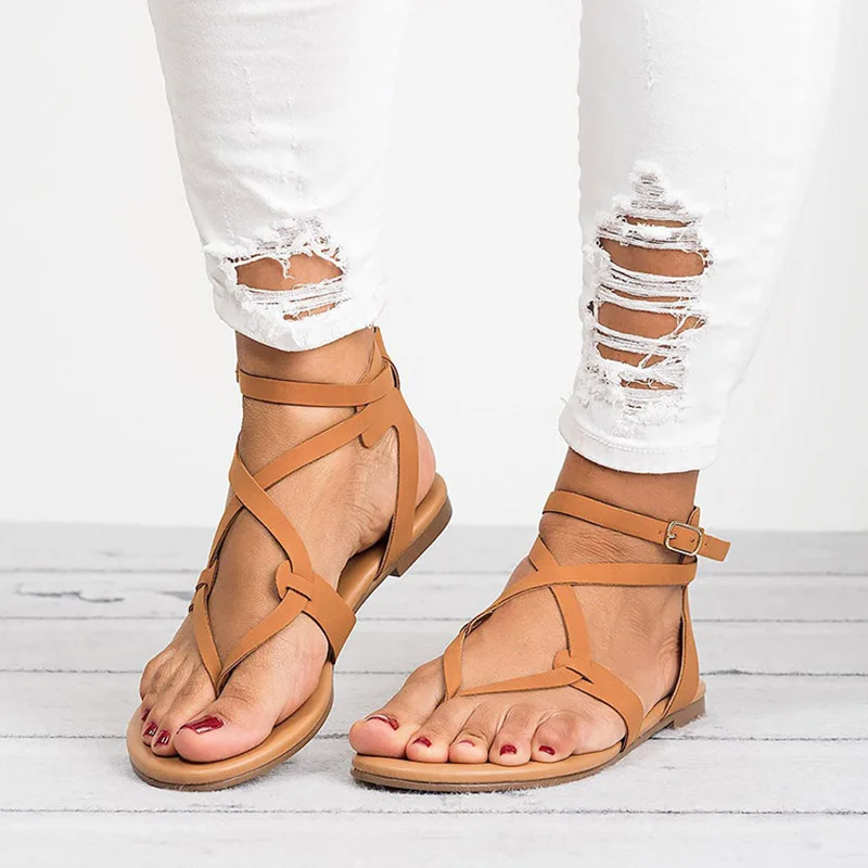 Women Sandals 2019 Fashion Bandage Gladiator Sandals Summer Shoes Woman Casual Rome Style Flat Sandals Beach Chaussures Femme