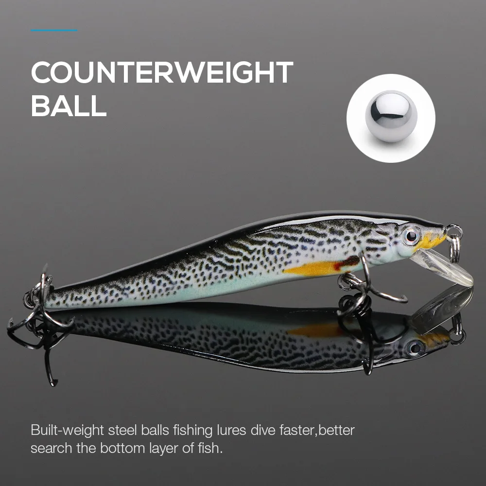 TREHOOK 2.4g 6cm Mini Minnow Fishing Lures Mini Crankbait Pike Wobblers Fishing Bait Black Minnow Jerkbait Pencil Lure Tackle