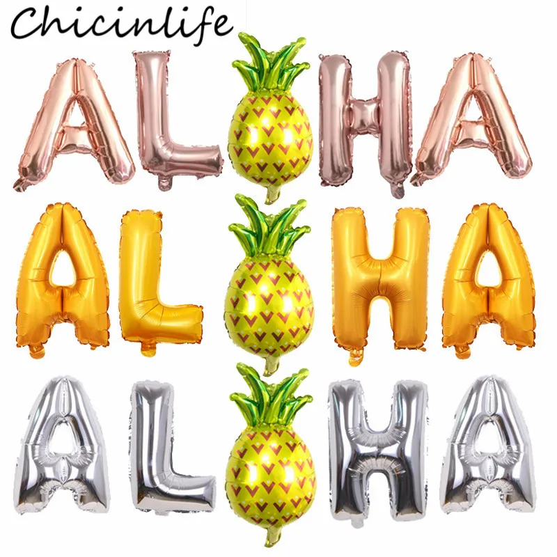 Chicinlife 5 шт. ананас Aloha шары из фольги в виде букв Hawai тропический пляж летние