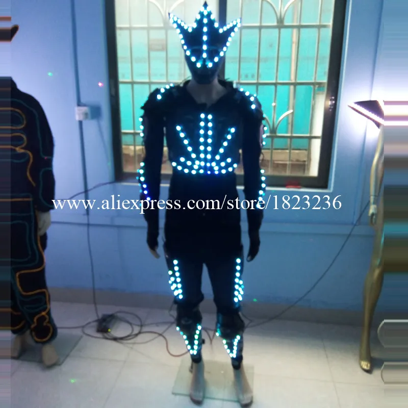 Hot prodej Led Světelný kostým oblečení s maskou Taneční oblečení LED pěstování osvětlení Robot obleky Oblečení pro akce Party dodávky  t