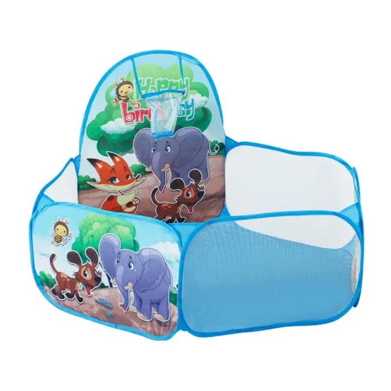 1.2m Kid Inside Tent Animal Pattern Shoot Basketball Basket Ocean Ball Pool Portable Foldable Children Outdoor Sports Educationa - Цвет: Синий