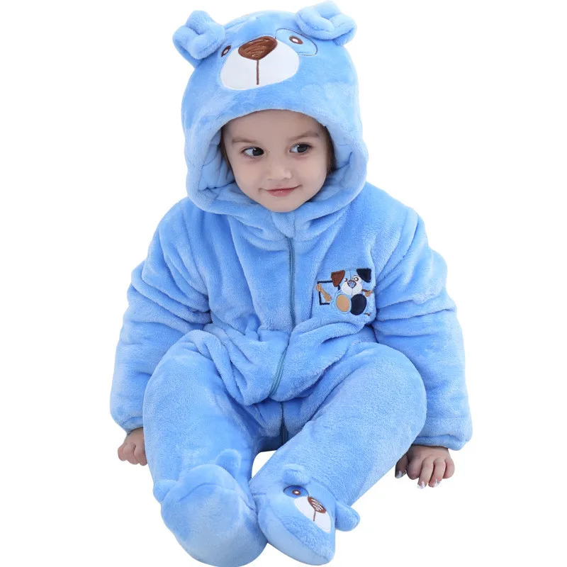 0-3 Years Old Infants New Baby Boy Rompers Baby Girl Winter Thick Flannel Two Color Pet Dog Cotton Clothes Children's Clothing04