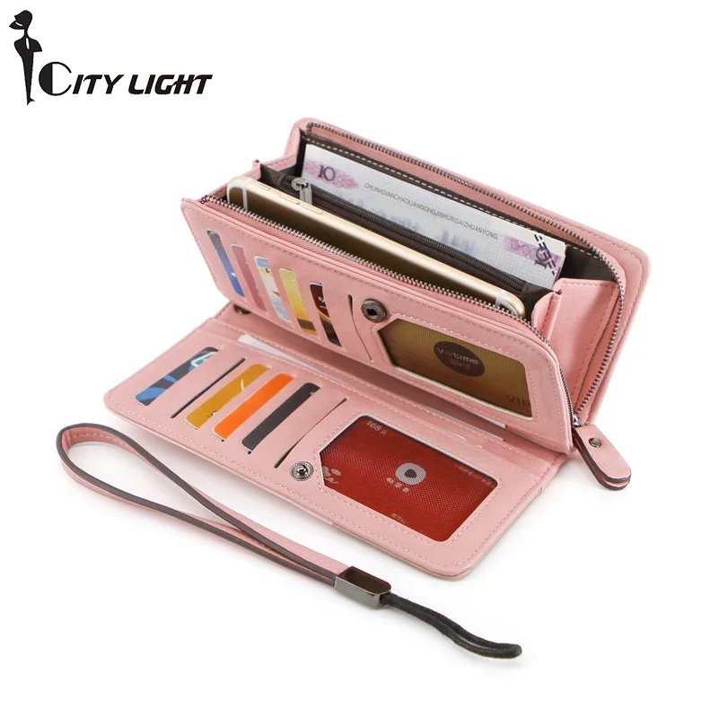 

Women Wallet Female Purse Long Trifold Coin Purse Card Holder Money Clutch Wristlet Multifunction Zipper Mobile Phone Package