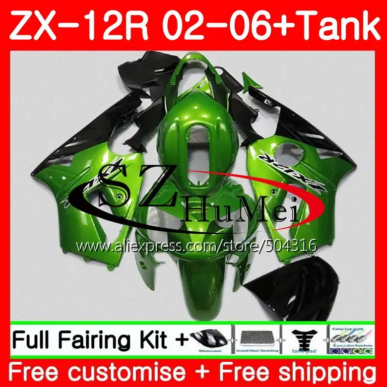 

Injection For KAWASAKI NINJA green black ZX-12R ZX1200 CC 24HS9 ZX12R 02 03 04 05 06 ZX 12R 2002 2003 2004 2005 2006 Fairings