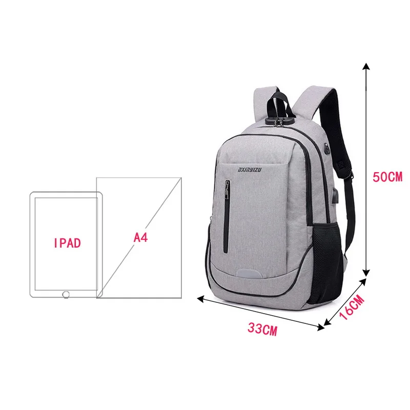 Laamei Men's And Women's Backpack USB Travel Bag Laptop Backpack Student Schoolbag Shoulder Bag Backbag