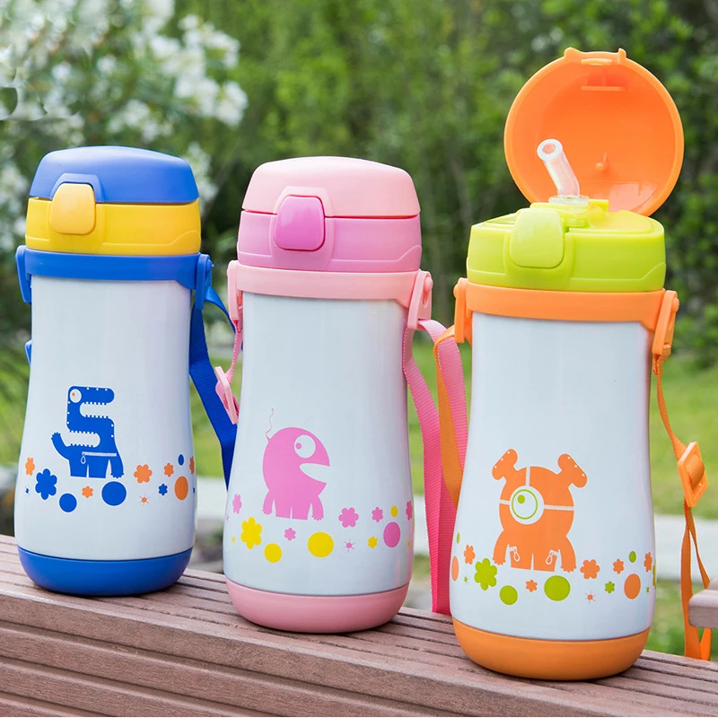 

Cartoon Thermocup Vacuum Thermos Bottle Silicone Straw Kids Stainless Steel Travel Insulated Water Bottle Children Thermal Flask