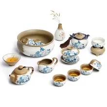 Весь чайные сервизы грубый керамика дома кунг-фу Чайные сервизы Керамический Чайник крышка чаши чашки чая Подарочная коробка японском стиле