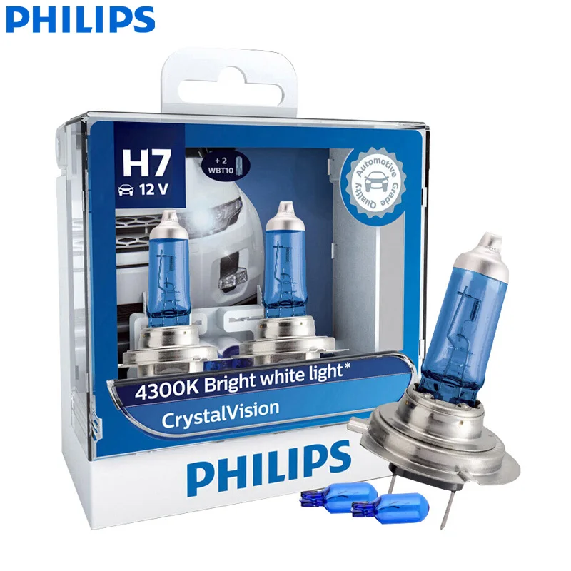 

Philips Crystal Vision H7 12V 55W PX26d 12972CVSM 4300K Bright White Car Halogen Head Light Hi/lo Beam Fog Lamps (Twin Pack)