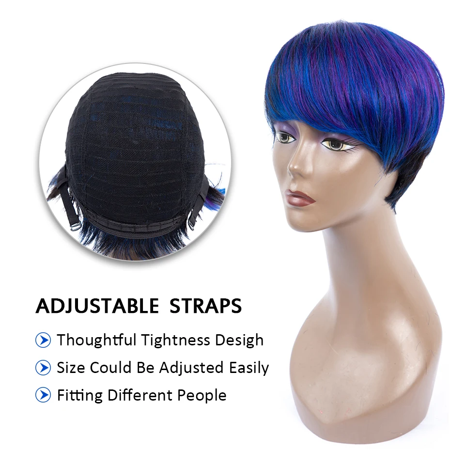 Sophie's Brazilian Bob Wig Short Human Hair Wigs For Black Women Remy Straight Hair Wig 1b Purple 99j Blue Ombre Human Hair Wig