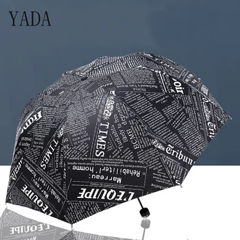 

YADA Three Folding Charms Vintage Umbrella Rain Women uv Pagoda Umbrella For Womens Windproof Designer Newspaper Umbrellas YS221