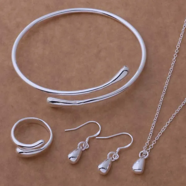 

AS089 Trendy wholesale silver Jewelry Sets Earring 177 + Necklace 681 + Ring 248 + Bangle 039 /aglaixsa bhiajypa