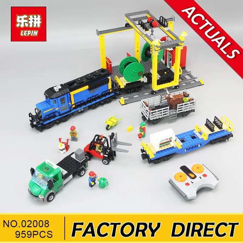 

Lepin 02008 City Series the Cargo Train Set Building Blocks Bricks 60052 RC Train Children Educational Toys Gift City Lepin
