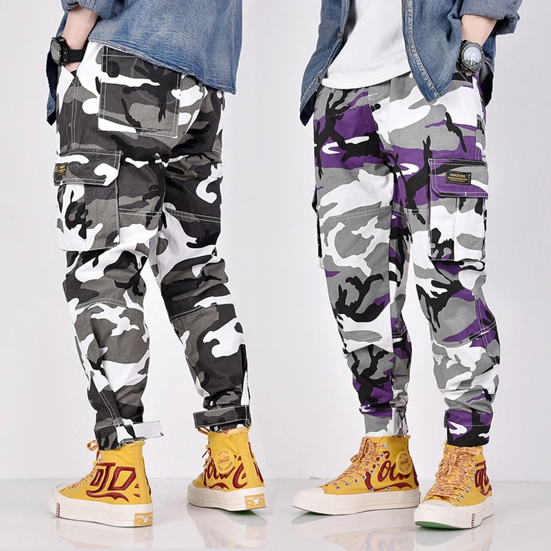 Camouflage Military Casual Pants Men Loose Fit Elastic Waist Slack Bottom Jogger Pants Fashion Stre