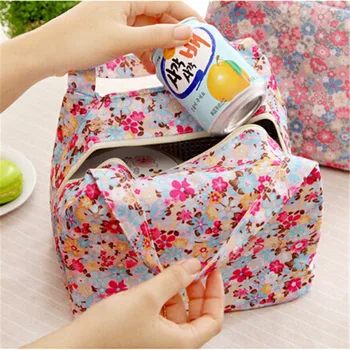 2017 New Lunch Bag Pouch Storage Box Flowers Insulated Thermal Bento Cooler Picnic Tote High Quality Free Shipping N563