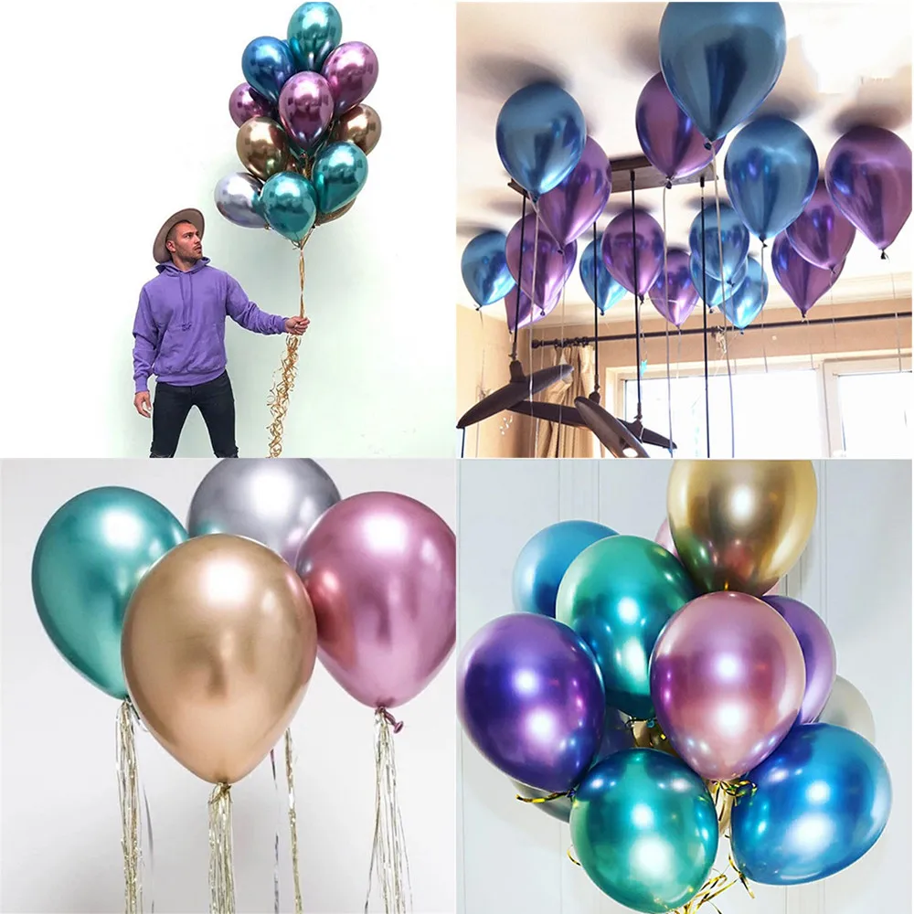 

balloon 50 pcs Latex Birthday balloon set 12inch Chrome Shiny Metallic Balloons for Birthday Wedding Grad Party L527
