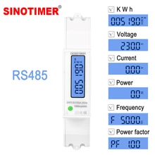 Multifuncional Digital Voltímetro Amperímetro Wattímetro LCD Backlight Display Medidor de KWH DIN Rail 230 V AC 5-100A RS485 Saída Modbus
