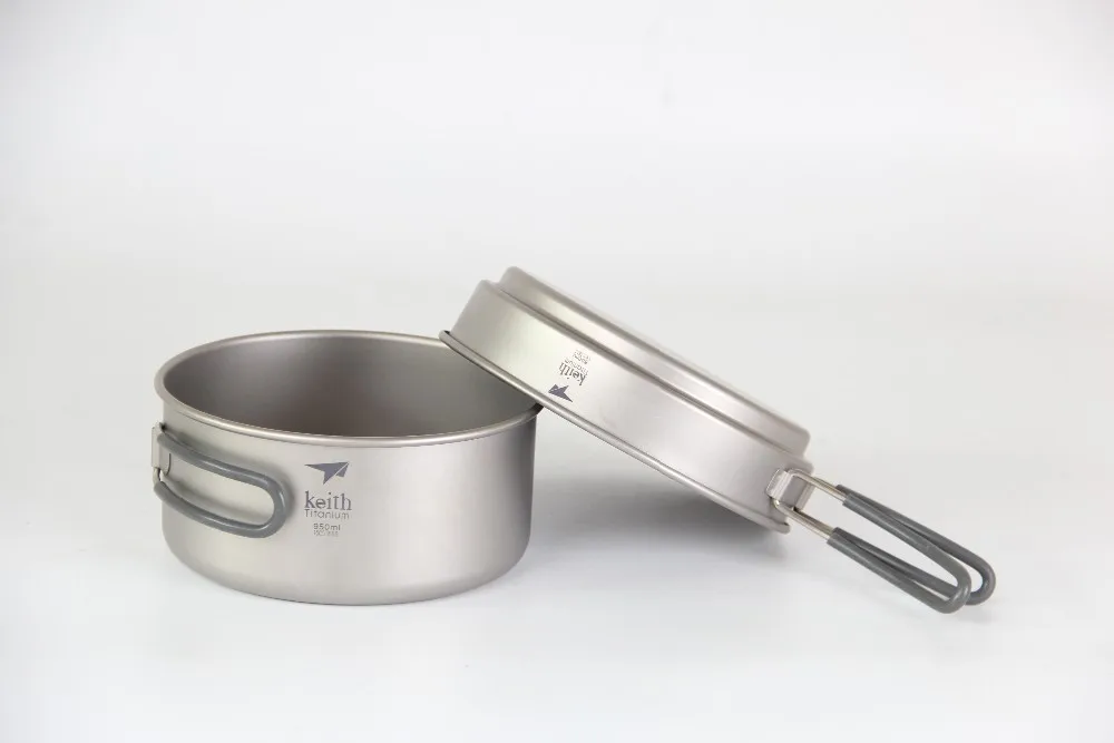 Keith kp6016 nuevo Titanium pot camping Utensilios de cocina titanio Utensilios de cocina 600 ml + 950 ml 191G ti6016