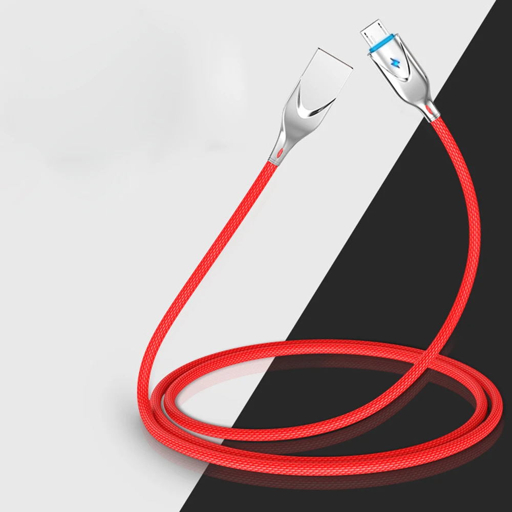 2.3A цинковый сплав Micro USB type-C кабель для iPh светодиодный светильник для быстрой зарядки данных кабель для мобильного телефона