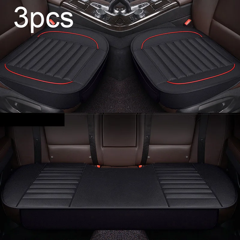 Automobiles Seat Cover Interior Auto Accessories PU Leather Car Seat Cover Four Seasons Universal Protector Seats Cushion Sets - Название цвета: Black 1 set