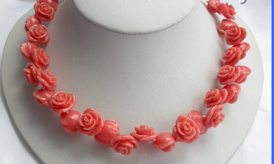 

Jewelr 004987 stunning big pink coral flower necklace
