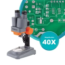 40X Binocular Stereo Microscope LED Light PCB Solder Mineral Specimen Watch Students Kids Science Education Phone Repair AOMEKIE 20x 40x sector base binocular stereo microscope pcb microscope cell phone mobile phone repair with top and bottom led light