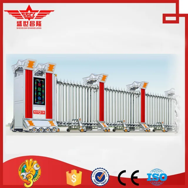 Retractable Main Gate Tubular Design Modern Retractable Main Gate Tubular Design Modern Automatic Steel Folding J1602