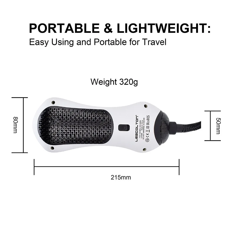 2-in-1 Negative Ion Hair Straighter Detangling Dryer Brush Infrared Hair Dryer Detangle Dry Heat Hair Blower Comb Styling Tools (4)