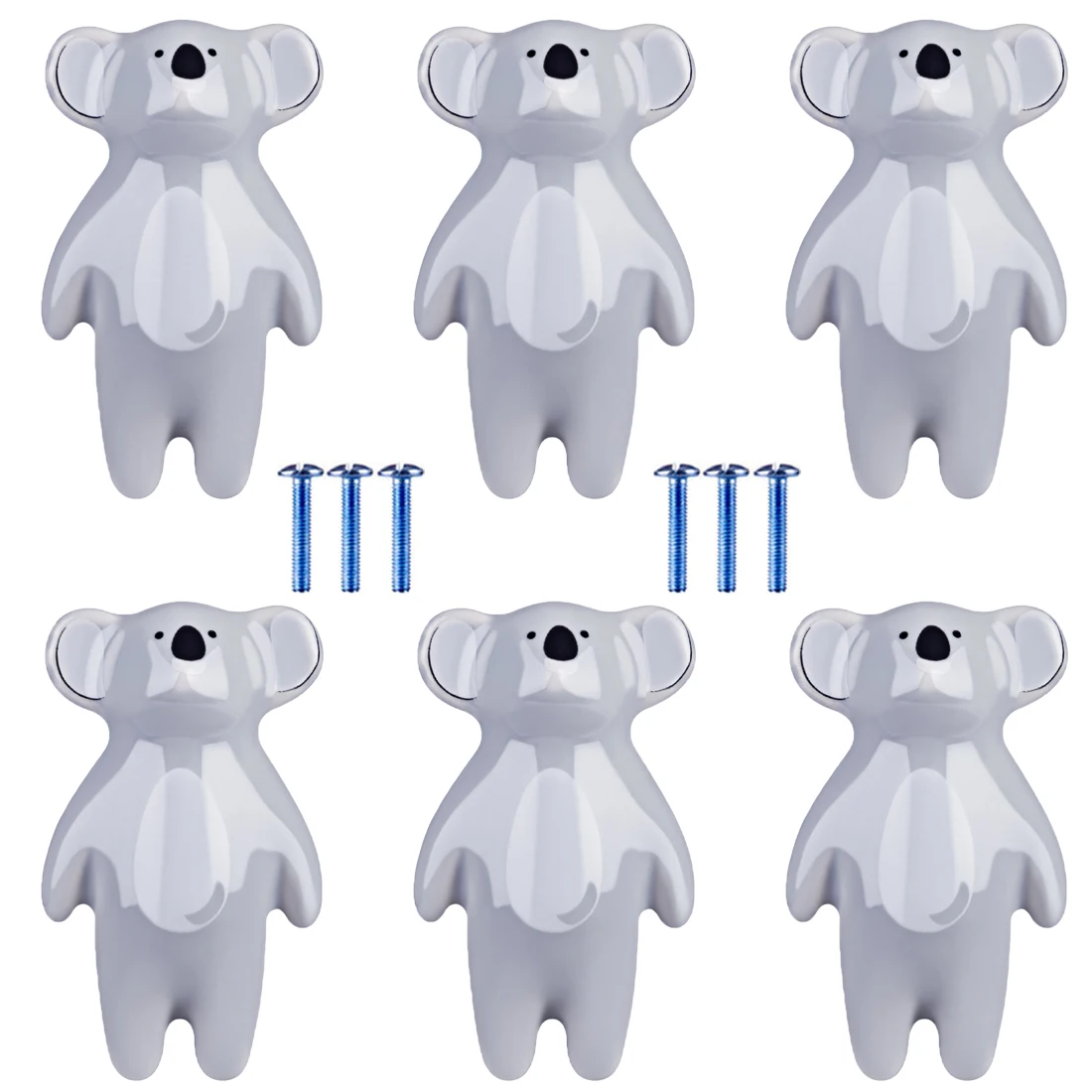

6pcs Children Cartoon Door Knob Ceramic Koala Animal Shape Handle Furniture Handle Cabinet Pull Handle Handles And Knobs