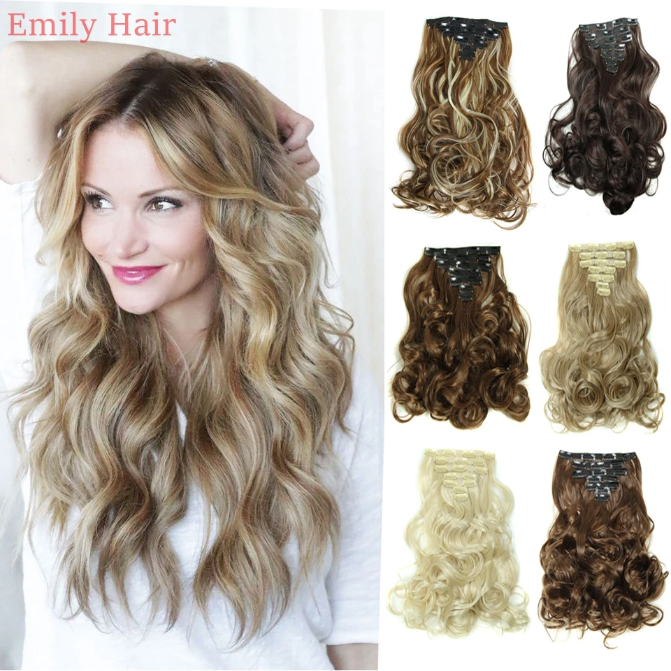 20 Hair Extension 7pcs/set Hair Extension Wavy Curly Synthetic Clip In Hair Extentions cheveux extension clip aplique de cabelo