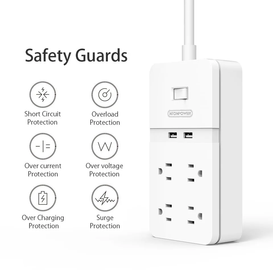NTONPOWER FPC USB Power Extension Socket Surge Protector  (6)