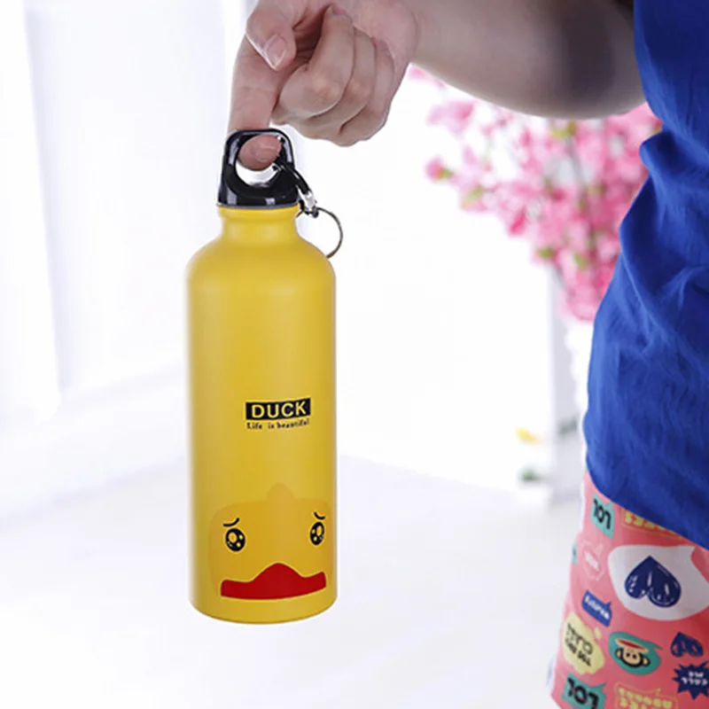 Портативная Спортивная бутылка для воды с милым животным узором, чашка для активного альпинизма, дорожная бутылочка для питья с капюшоном