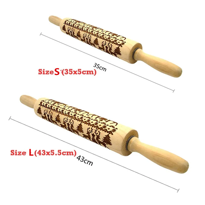 Wood-Christmas-Embossing-Rolling-Pin-Reindeer-Xmas-Tree-Pattern-Dough-Engraved-Roller-Kitchen-Cake-Baking-Cookie