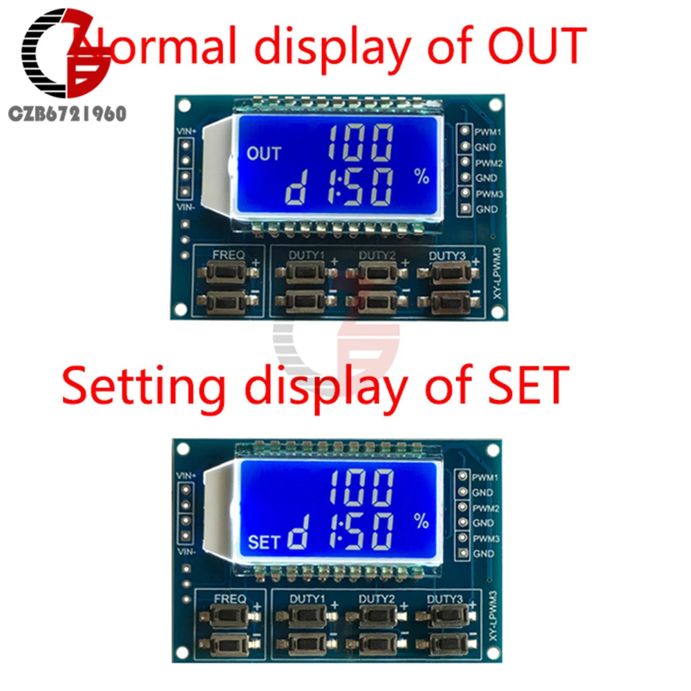 Регулируемый pwm генератор сигналов Модуль 3,3-30 в 1Hz-150 кГц прямоугольная волна цифровой ЖК-дисплей Дисплей 3 канала частота импульсов рабочий цикл