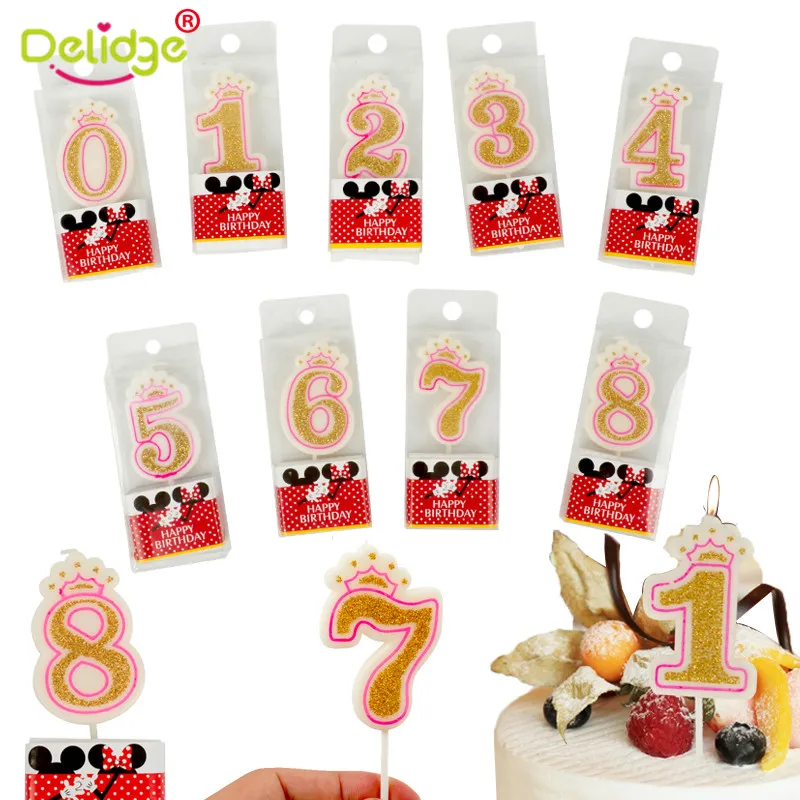 День рождения свечи с цифрами блестящая золотисто-розовая Свеча в форме короны для детей Девочки Мальчики День рождения торт Топпер вставка украшения