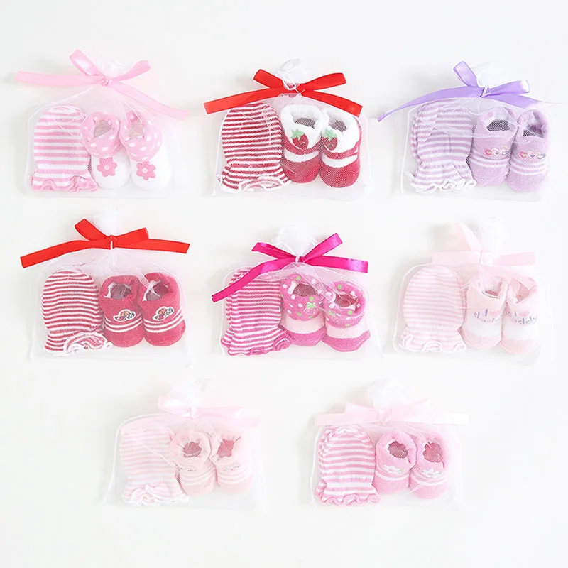 

New newborn girls and boys baby foot sock with gloves cotton baby sock set