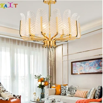 

modern crystal lamp chandelier for living room lamps luxury golden round LED chandeliers lighting