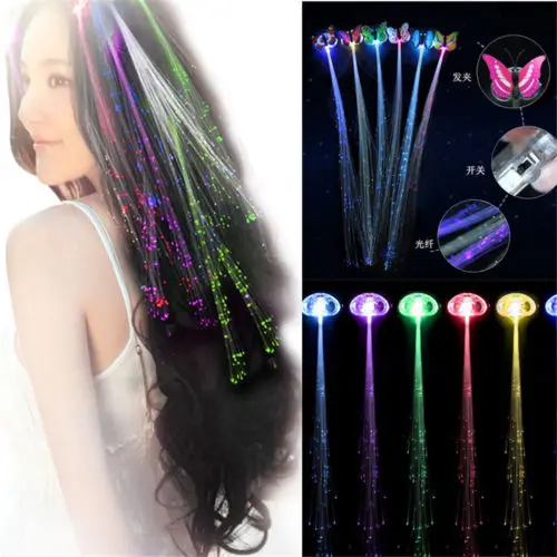Модный цветной парик-бабочка, светящийся светодиодный ободок для волос, заколка для волос, светильник для волос, головные уборы, новинка, аксессуары