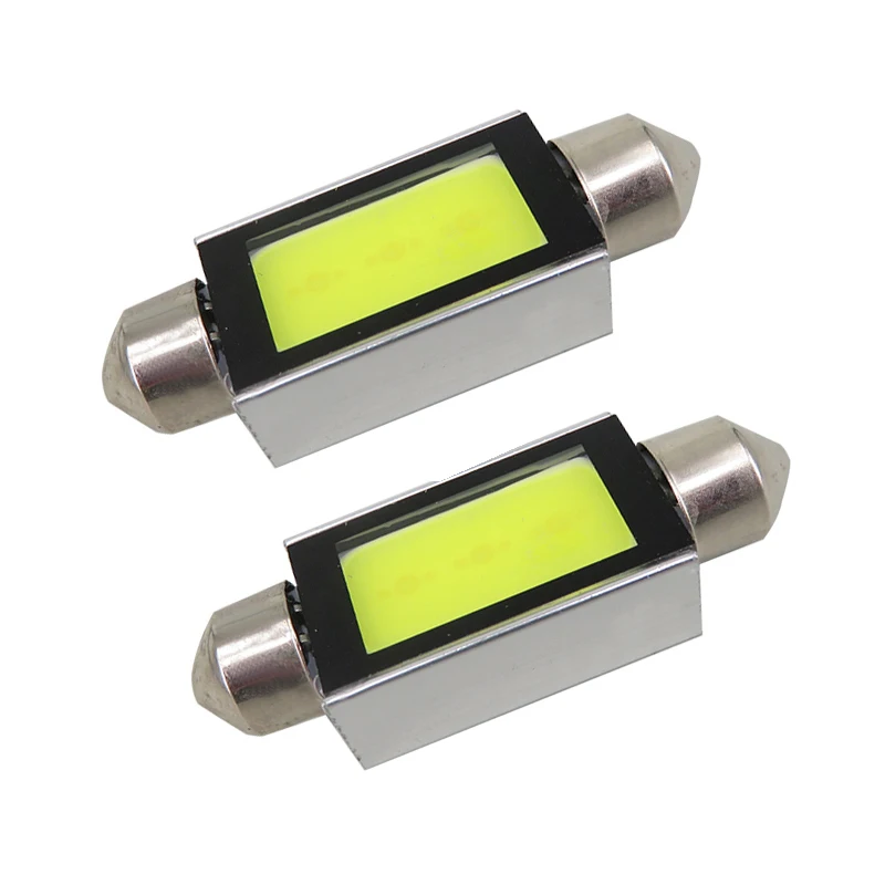 2x New 39mm C5W 4W Car COB LED License Plate Dome Festoon Light Bulb White